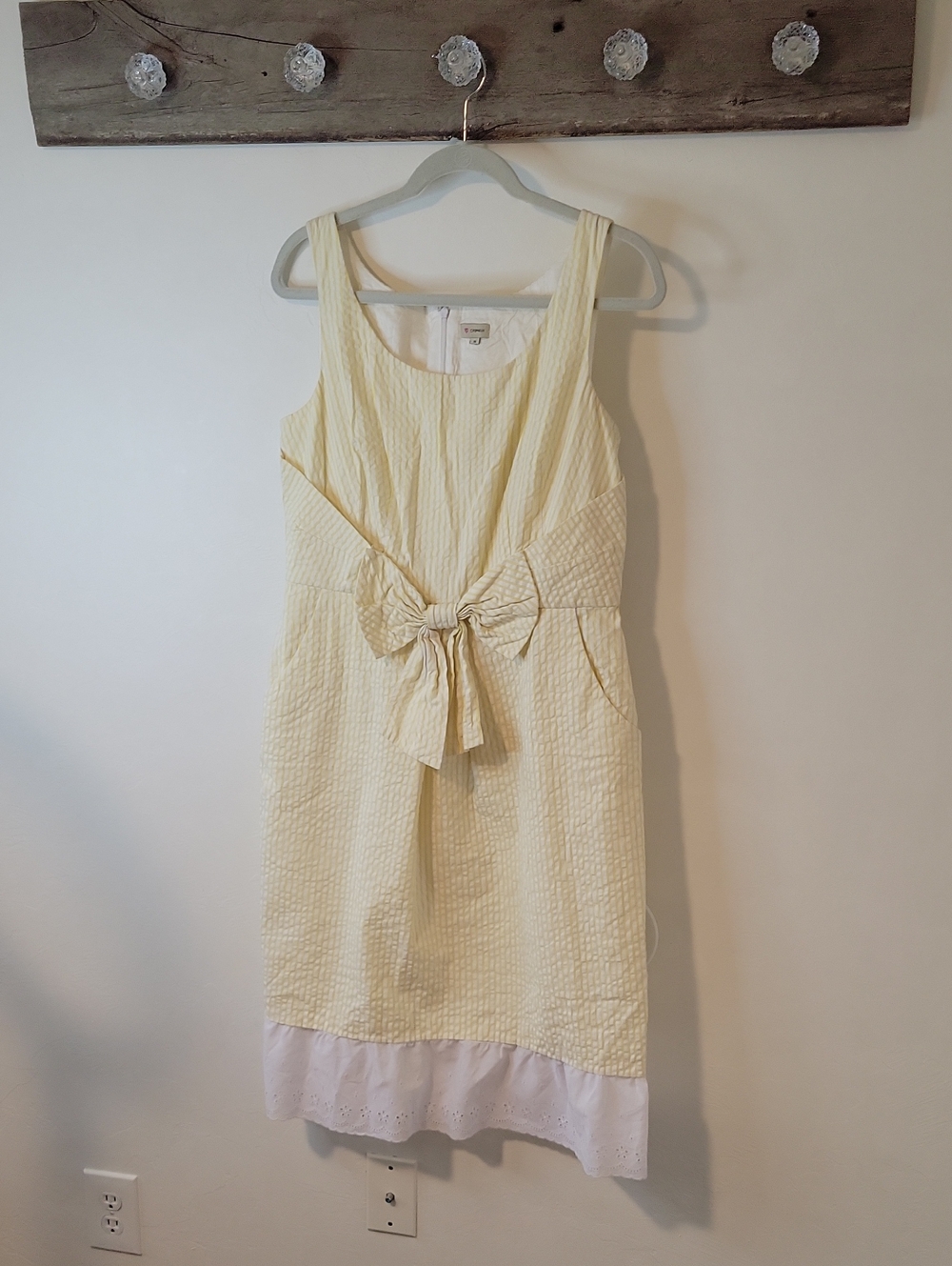 Cremieux Sleeveless Yellow Bow Tie Summer Dress SZ 10